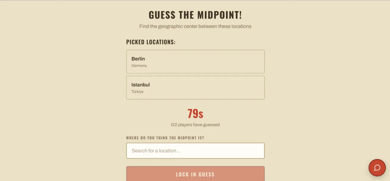 Map'd midpoint guessing screen