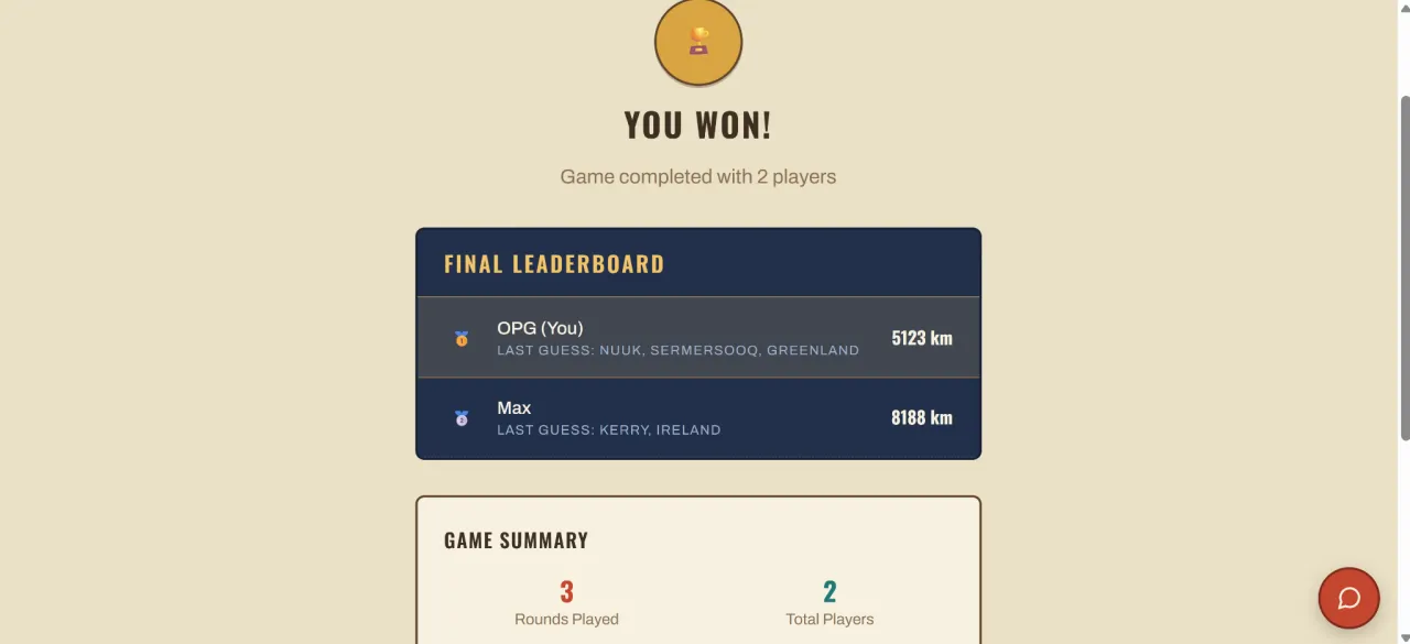 Map'd completed match screen