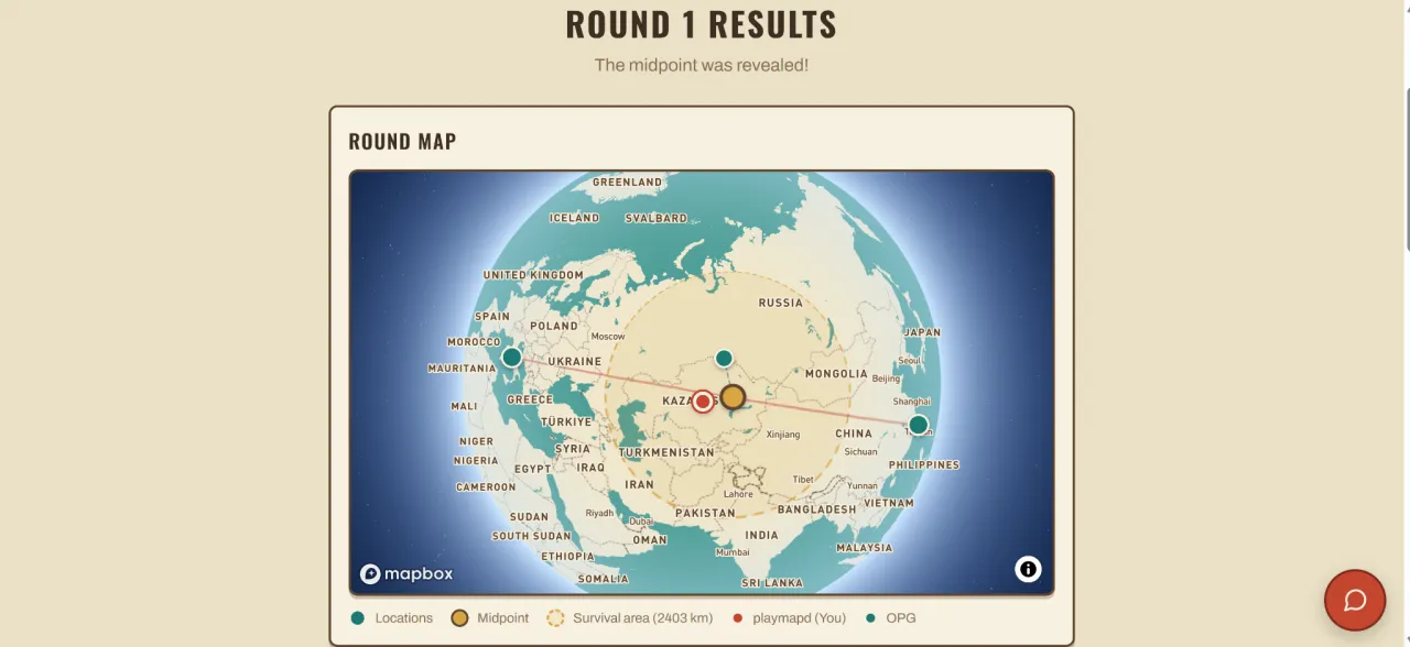 Survival round results screen