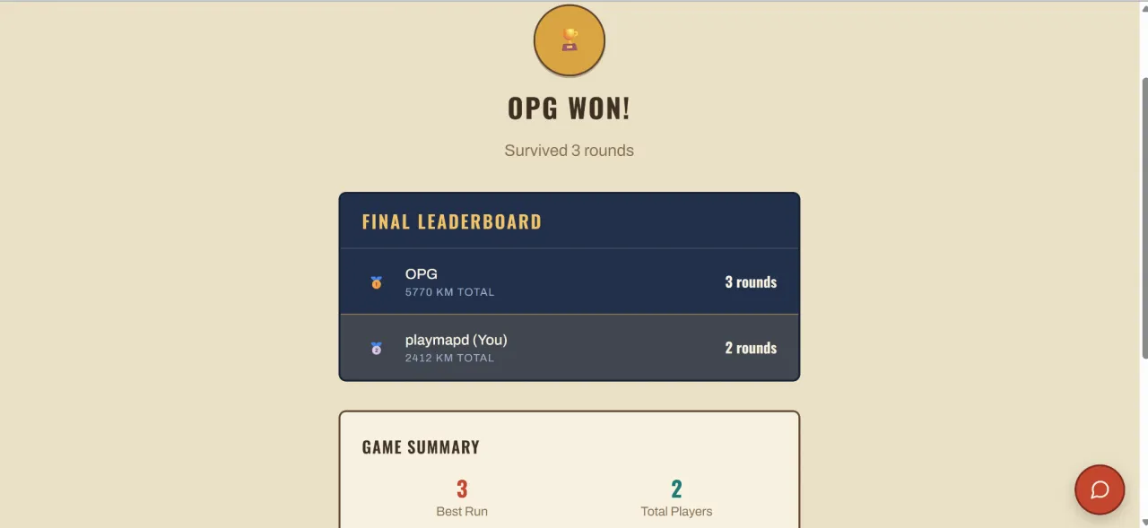 Survival winner screen